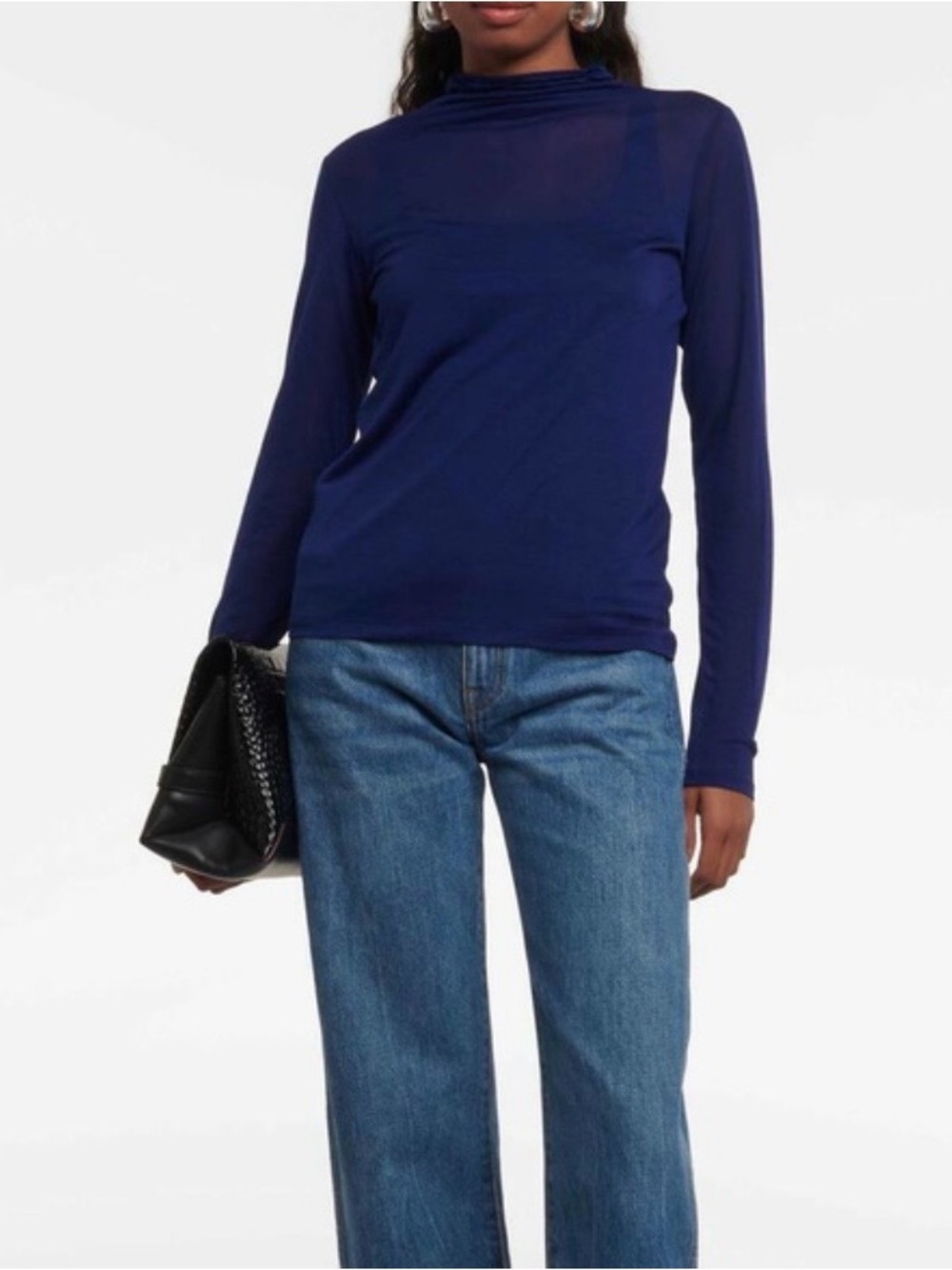 Vince Long Sleeve Knit Turtleneck Top // Navy // Small